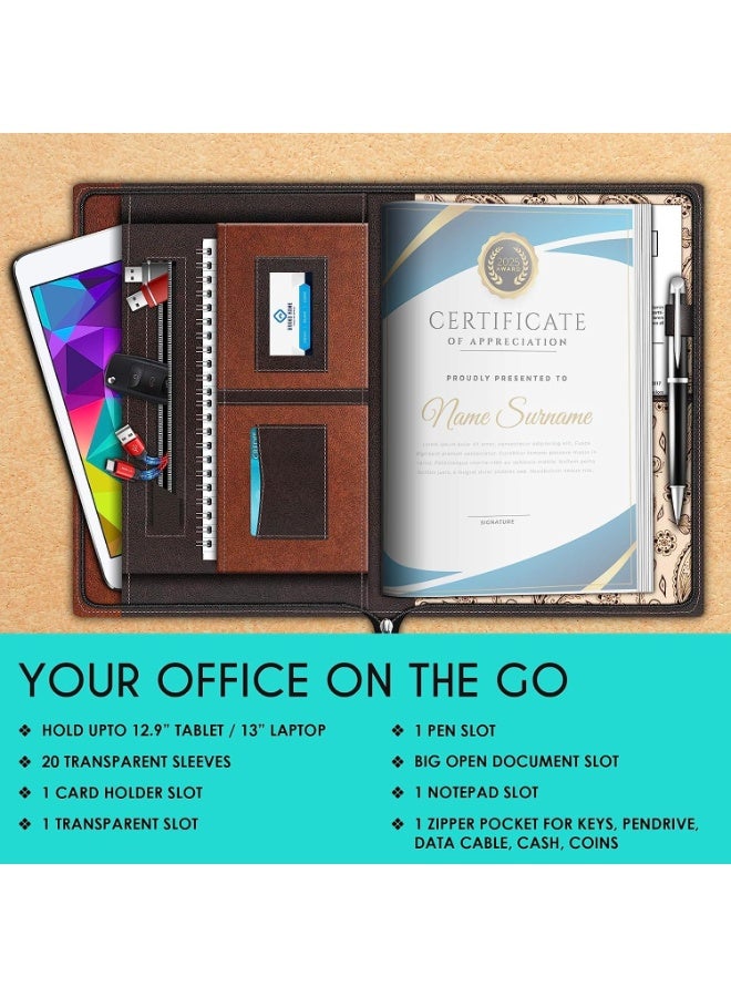 فيدوس مجلدات ملفات احترافية متعددة الأغراض من الجلد الصناعي من فيدوس، تحتوي على 40 ورقة، لحفظ الشهادات والمستندات، حقيبة مستندات، حافظة أوراق، مجلد تنفيذي بحجم A4 للرجال والنساء (40 ورقة). - Image 2